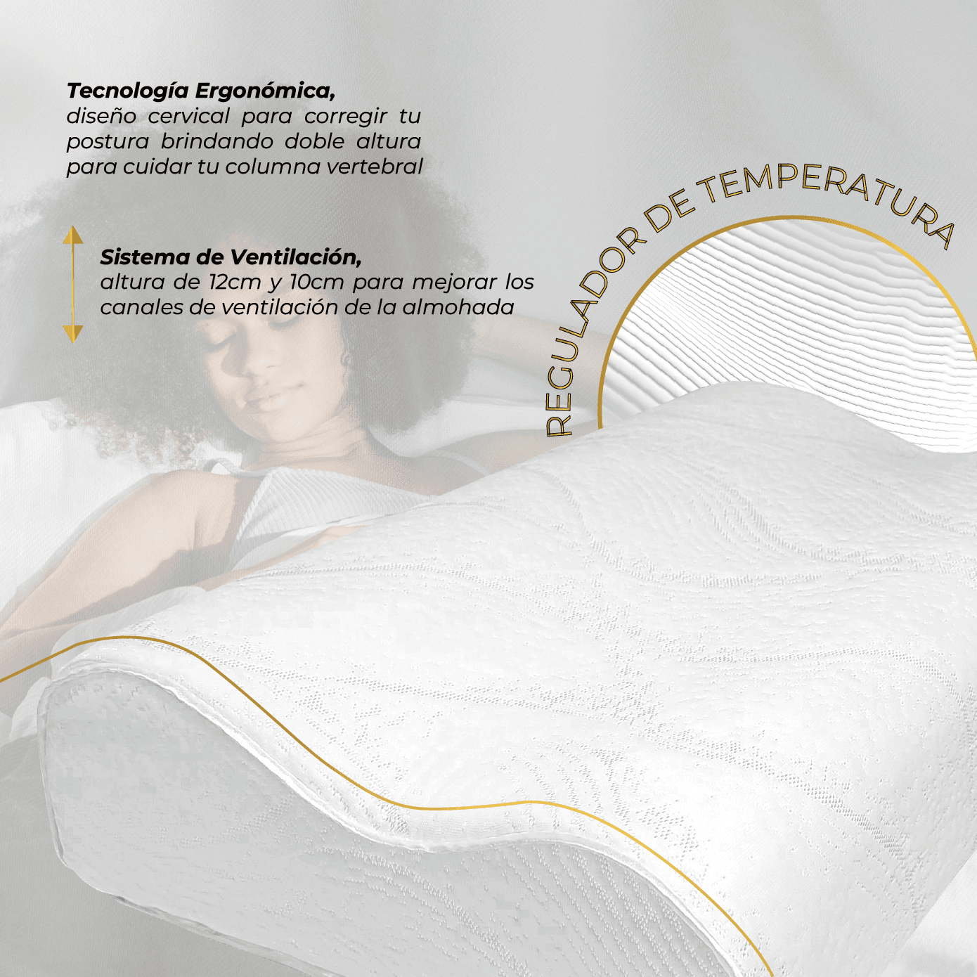 Set X2 Almohadas Confort Cervicales en Memory - Imagen 2