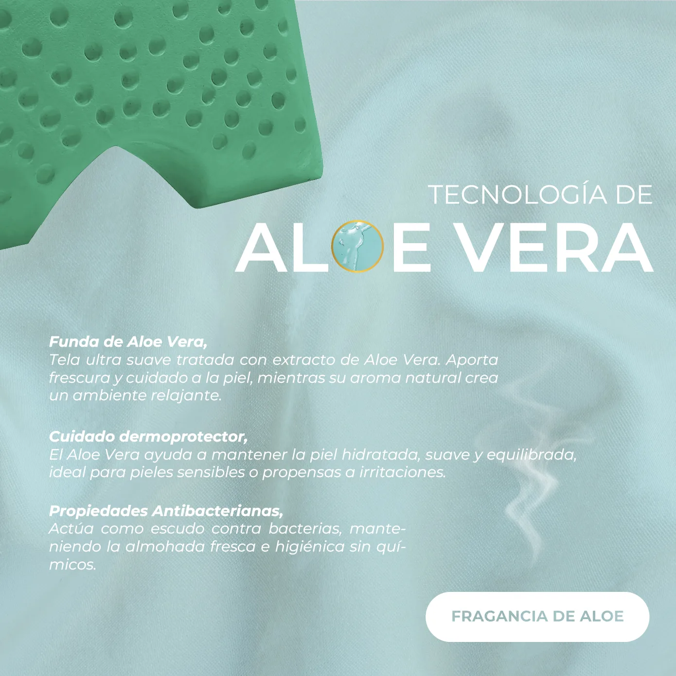 Almohada Ergonómica Cervical de Aloe Vera – Duerme boca arriba - Imagen 2