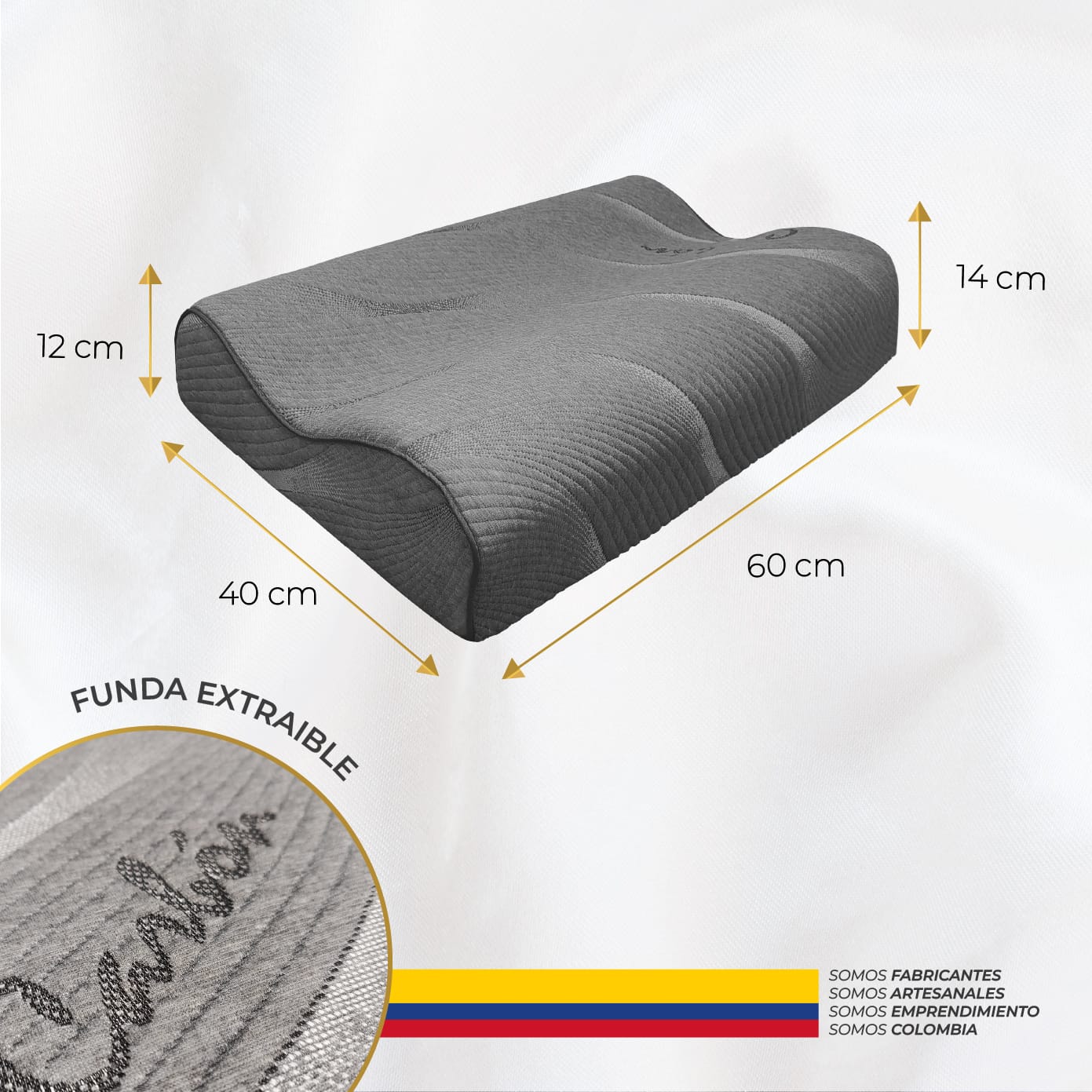 Almohada Ergonómica Cervical Tech Carbón - Duerme boca arriba - Imagen 3